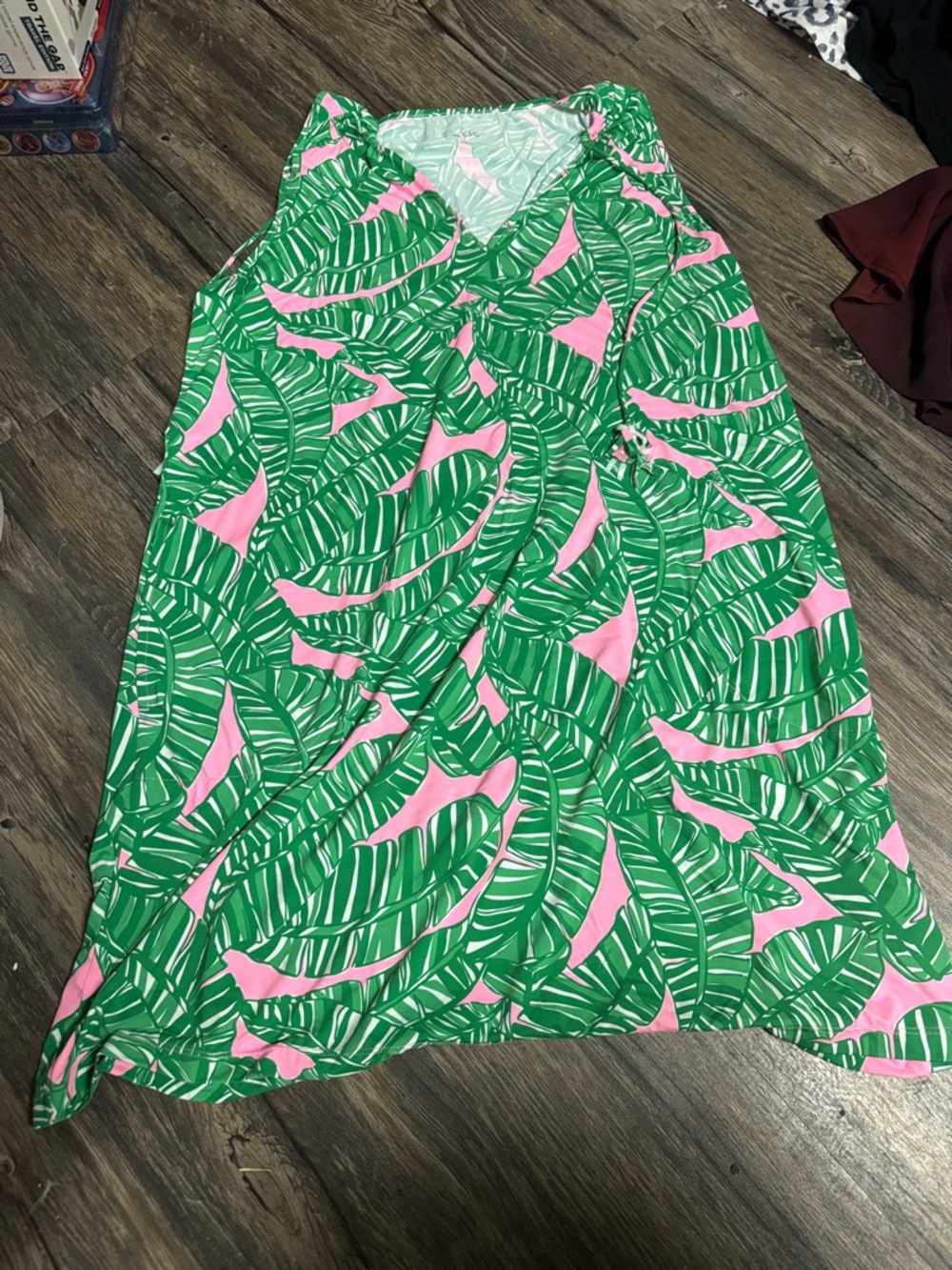 Lilly Pulitzer Green and Pink Tropical Leaf Swim Coverup